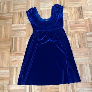Free People blue velour babydoll dress